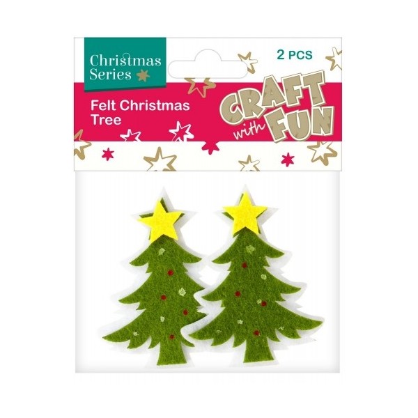 Accesorii creatie - brad Craciun cu stea fetru, set 2 buc, Craft with Fun, 383943