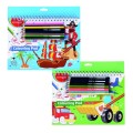 Set coloriaj Keyroad Pirati KR972520, 12x creioane colorate, carte colorat, stickere