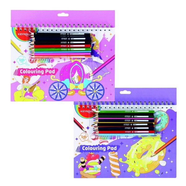 Set coloriaj Keyroad Printese KR972519, 12x creioane colorate, carte colorat, stickere