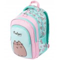 Ghiozdan St.Majewski Pusheen, 40cm, 4 compartimente, verde menta cu roz, BPL58 / 663178