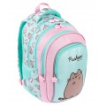 Ghiozdan St.Majewski Pusheen, 40cm, 4 compartimente, verde menta cu roz, BPL58 / 663178