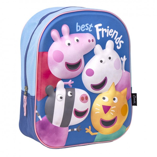 Ghiozdan gradinita Cerda Peppa Pig 3D, 31cm, 1 compartiment, albastru cu roz