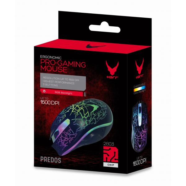 Mouse optic Omega Varr Gaming OM0125 45719, 800-1200-1600 dpi, USB, iluminare RGB, 3 butoane, negru