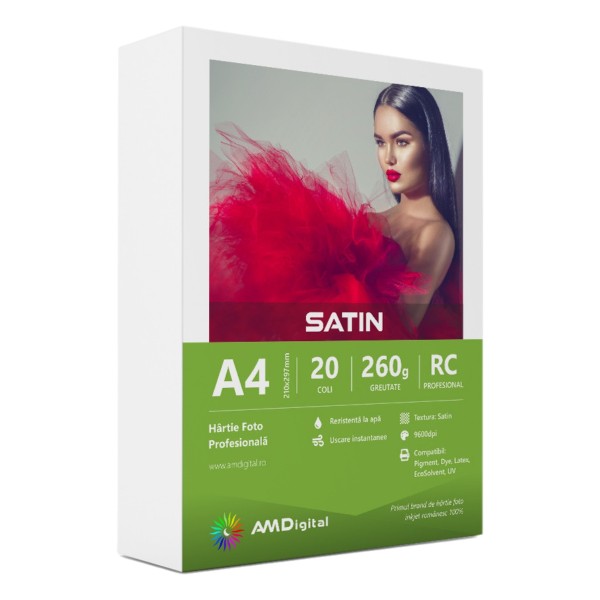 Hartie foto AMDigital satin, A4, 260g/mp, top 20 coli