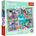 Puzzle carton 4in1 35, 48, 54, 70 piese Trefl Stitch - Ziua nebuna a lui Lilo & Stitch, 539395, 3+ ani