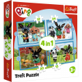 Puzzle carton 4in1 2x12, 2x24 piese Trefl Bing - Bing fericit, 542024, 3+ ani