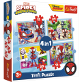 Puzzle carton 4in1 12, 15, 20, 24 piese Trefl Spidey - Echipa lui Spidey, 495655, 3+ ani