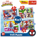 Puzzle carton 4in1 12, 15, 20, 24 piese Trefl Spidey - Echipa lui Spidey, 495655, 3+ ani