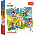 Puzzle carton 4in1 12, 15, 20, 24 piese Trefl Mickey - Prietenii lui Mickey, 506715, 3+ ani