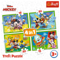 Puzzle carton 4in1 12, 15, 20, 24 piese Trefl Mickey - Prietenii lui Mickey, 506715, 3+ ani