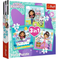 Puzzle carton 3in1 20, 36, 50 piese Trefl Gabby's Dollhouse - Activitatile Lui Gabby, 539300, 3+ ani