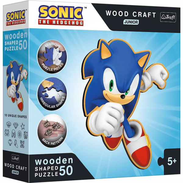 Puzzle lemn 50 piese Trefl Sonic - Sonic inteligent, 533852, 5+ ani