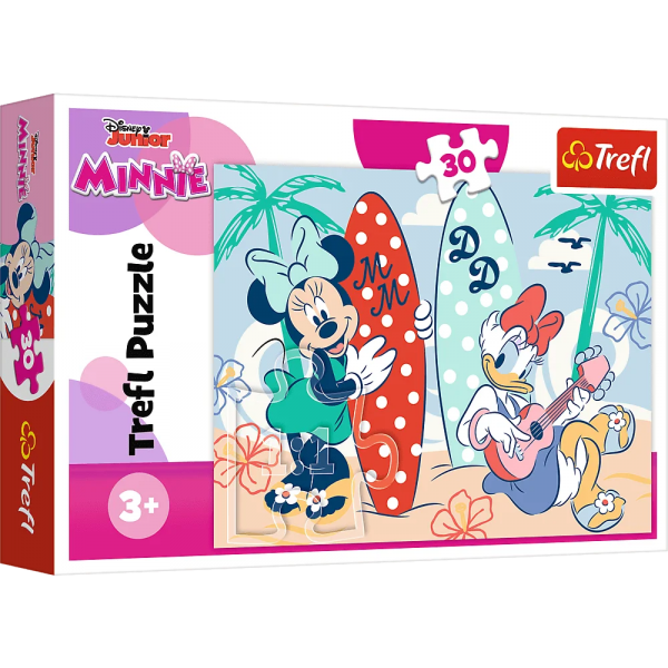 Puzzle carton 30 piese Trefl Minnie - Minnie la plaja, 539307, 3+ ani