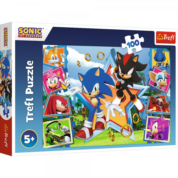 Puzzle carton 100 piese Trefl Sonic - Minunata lume a lui Sonic, 528587, 5+ ani