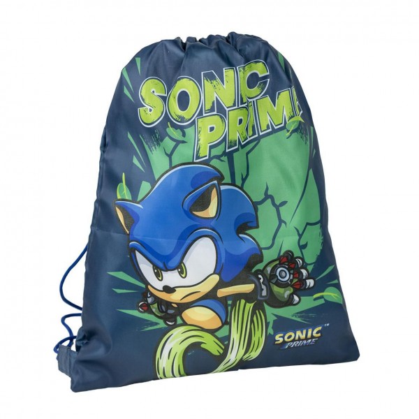 Rucsac cu snur pentru copii Cerda Sonic Prime 37228, albastru cu verde, 30x39cm