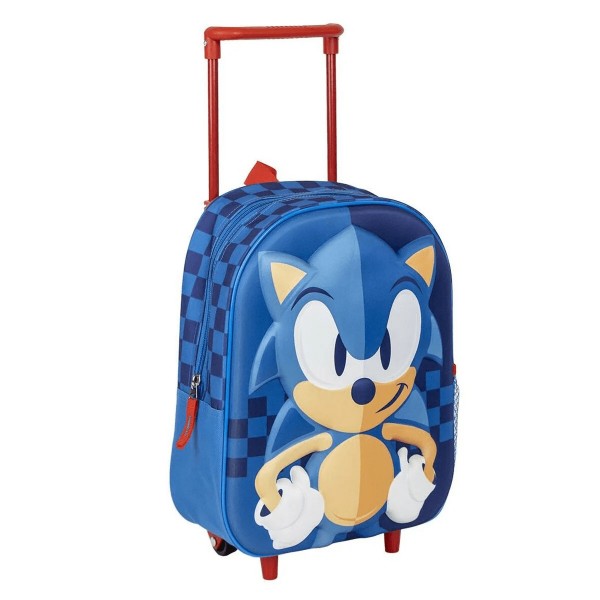 Ghiozdan gradinita Cerda Sonic 3D, 31cm, 1 compartiment, tip troller, albastru, 37034