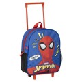 Ghiozdan gradinita Cerda Spiderman 3D, 31cm, 1 compartiment, tip troller, albastru cu rosu, 37026