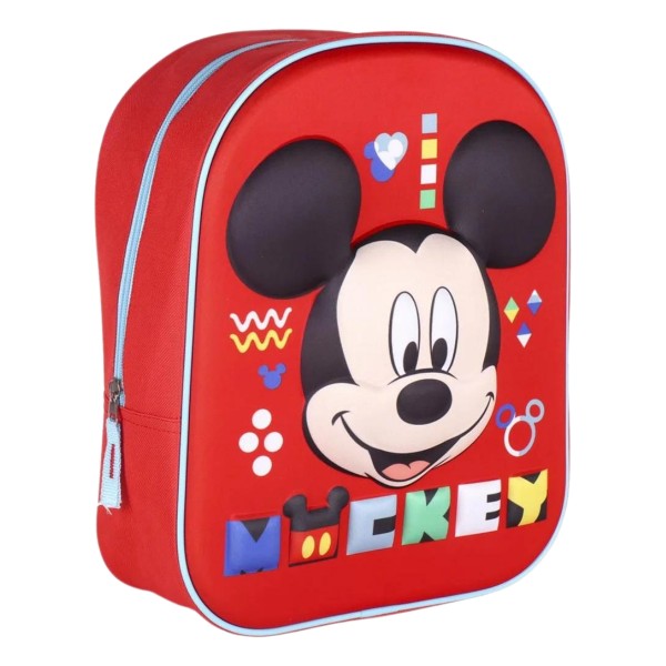 Ghiozdan gradinita Cerda Mickey 3D, 31cm, 1 compartiment, rosu, 13381