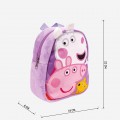 Ghiozdan gradinita mini Cerda Peppa Pig, 22cm, 1 compartiment, material catifelat, roz, 24785