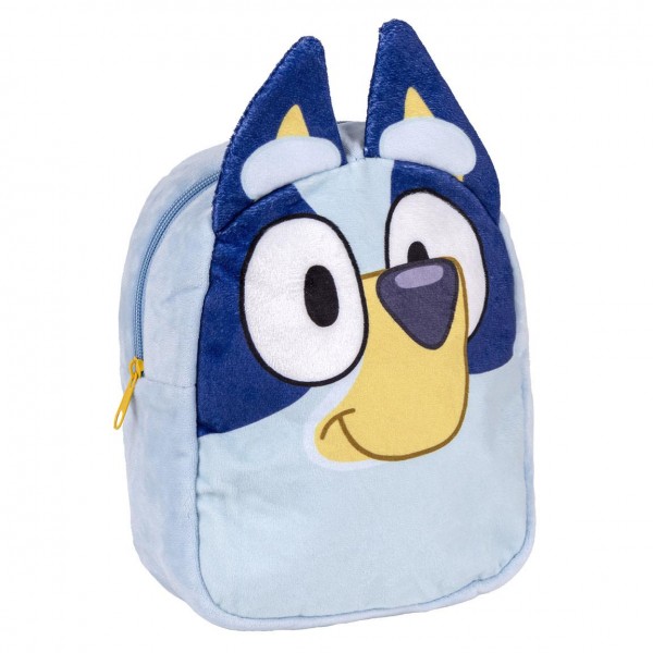 Ghiozdan gradinita mini Cerda Bluey, 22cm, 1 compartiment, material catifelat, bleu cu galben, 33099