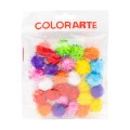 Accesorii creatie - Pom Pom textil cu sclipici, diverse culori, 20mm, set 28 buc, Colorarte