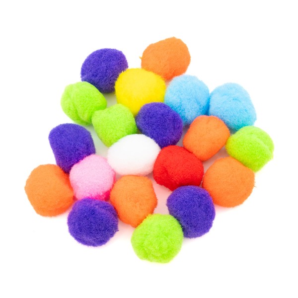 Accesorii creatie - Pom Pom textil, diverse culori, 10mm, set 60 buc, Colorarte