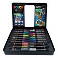 Set 20x Marker UNI Posca POP Colours, cutie metalica (6x PC-1M, 7x PC-3M, 7x PC-5M)