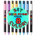 Marker UNI Posca PC-1MR, varf fin metalic, 0.7mm, set 8 culori pastel