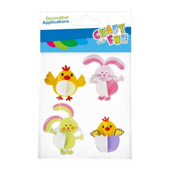 Abtibilduri - pui/iepurasi Paste 10x17cm, Craft with Fun, 531799, set 4 buc