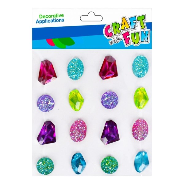 Accesorii creatie - pietre pretioase, diverse culori, Craft with Fun, 501437, set 16 buc